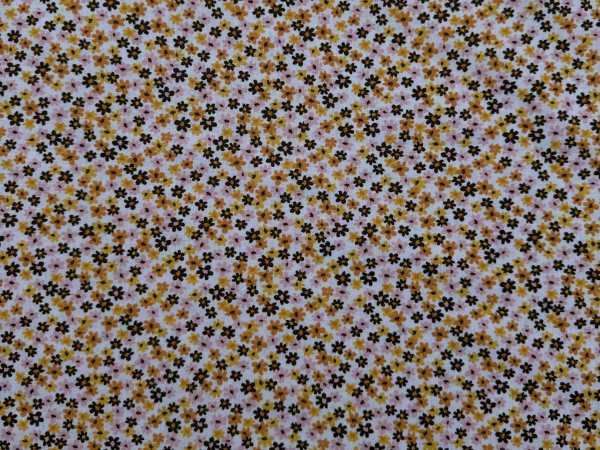 Baumwoll-Stoff Blumen Weiß Bunt Nr 4879